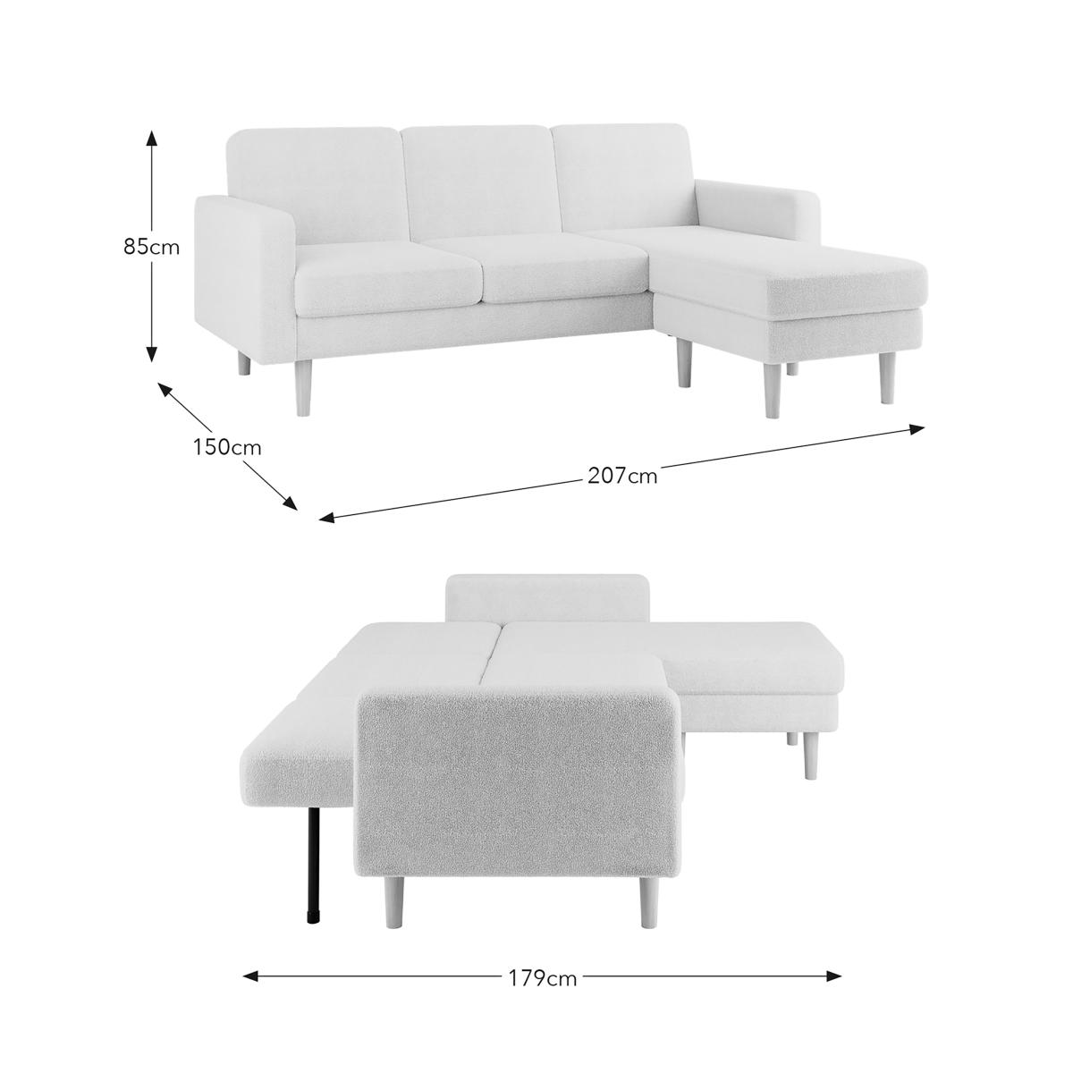 Jacob Sherpa Corner Sofabed Ivory – image 9