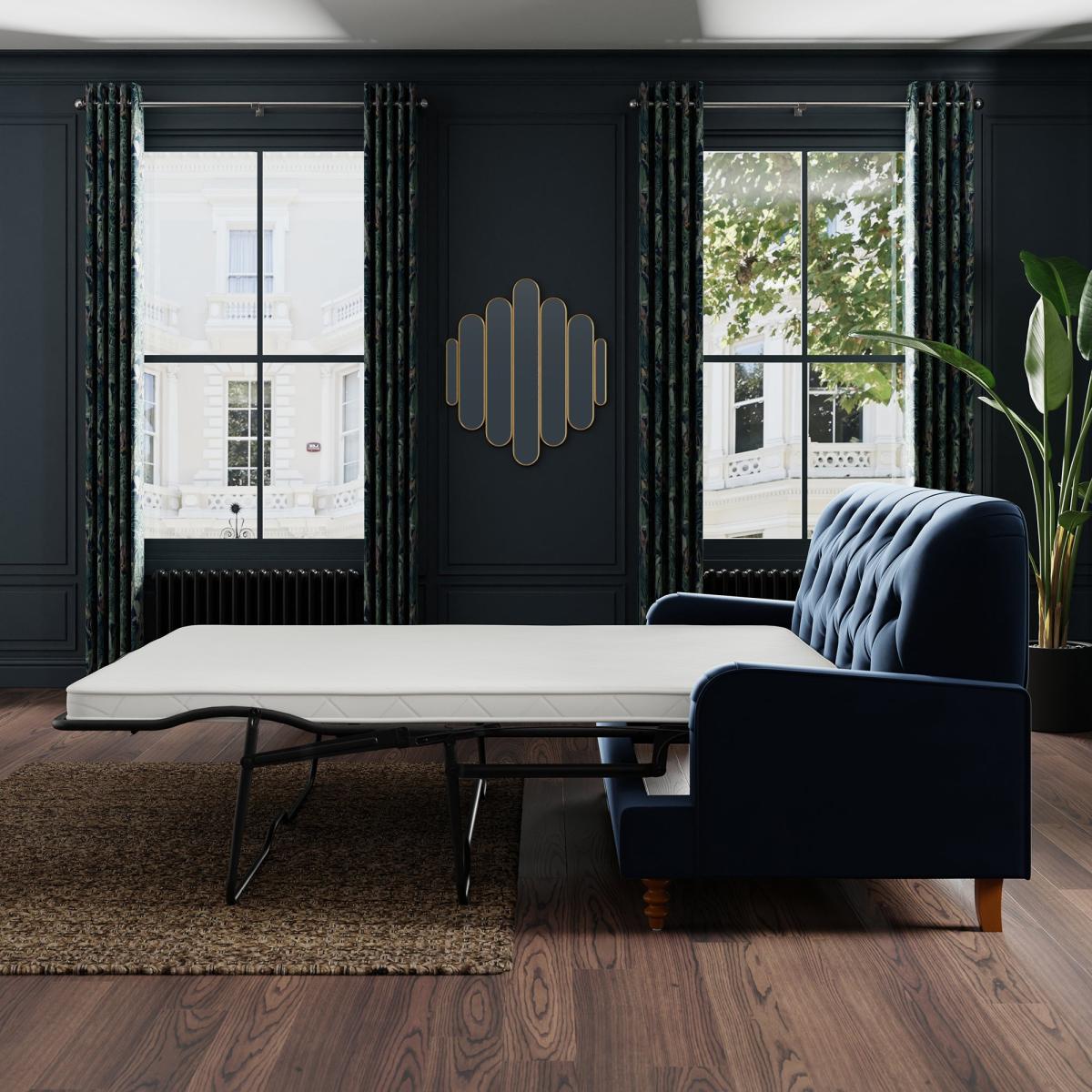 Beatrice Velvet Buttoned 3 Seater Double Sofa Bed Matte Velvet Luxe Navy – image 3