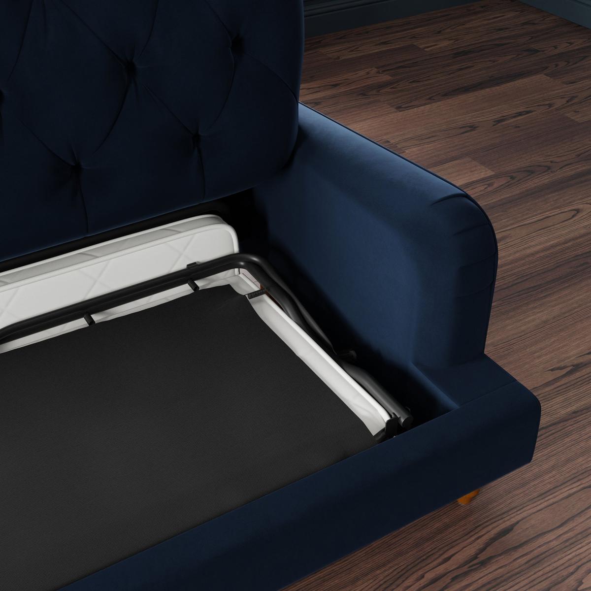 Beatrice Velvet Buttoned 3 Seater Double Sofa Bed Matte Velvet Luxe Navy – image 4