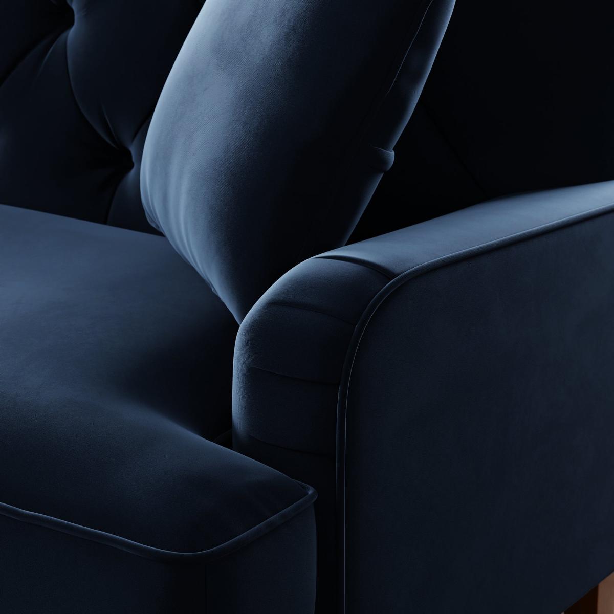 Beatrice Velvet Buttoned 3 Seater Double Sofa Bed Matte Velvet Luxe Navy – image 5