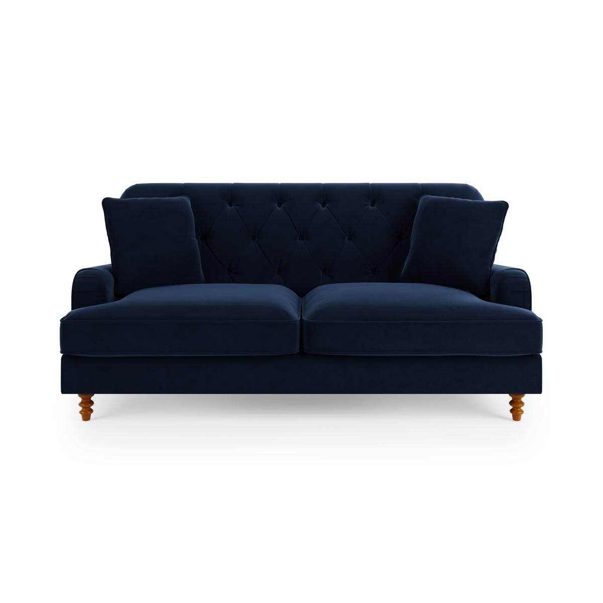 Beatrice Velvet Buttoned 3 Seater Double Sofa Bed Matte Velvet Luxe Navy – image 7