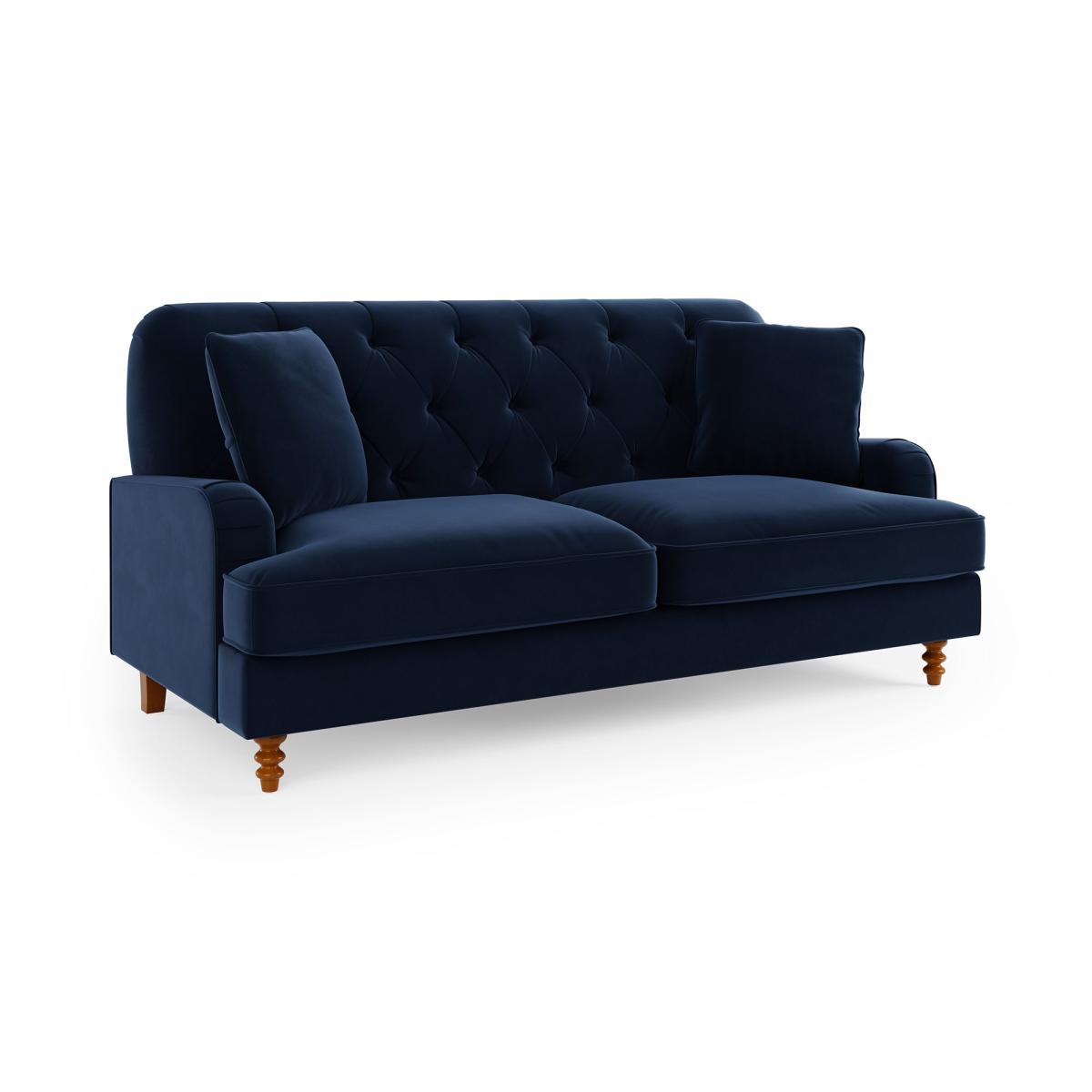 Beatrice Velvet Buttoned 3 Seater Double Sofa Bed Matte Velvet Luxe Navy – image 8