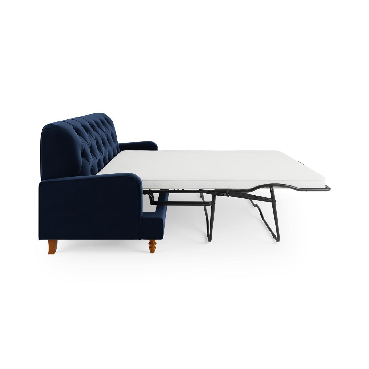 Beatrice Velvet Buttoned 3 Seater Double Sofa Bed Matte Velvet Luxe Navy – image 9
