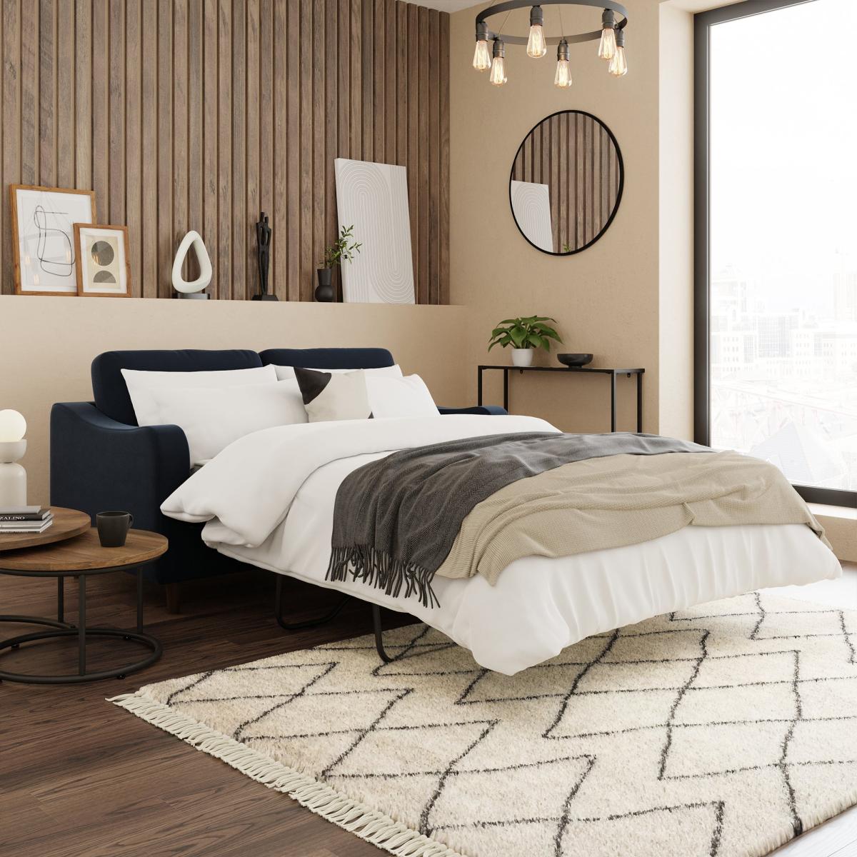 Ellison Velvet Sofa Bed Luxe Navy Navy Blue – image 1