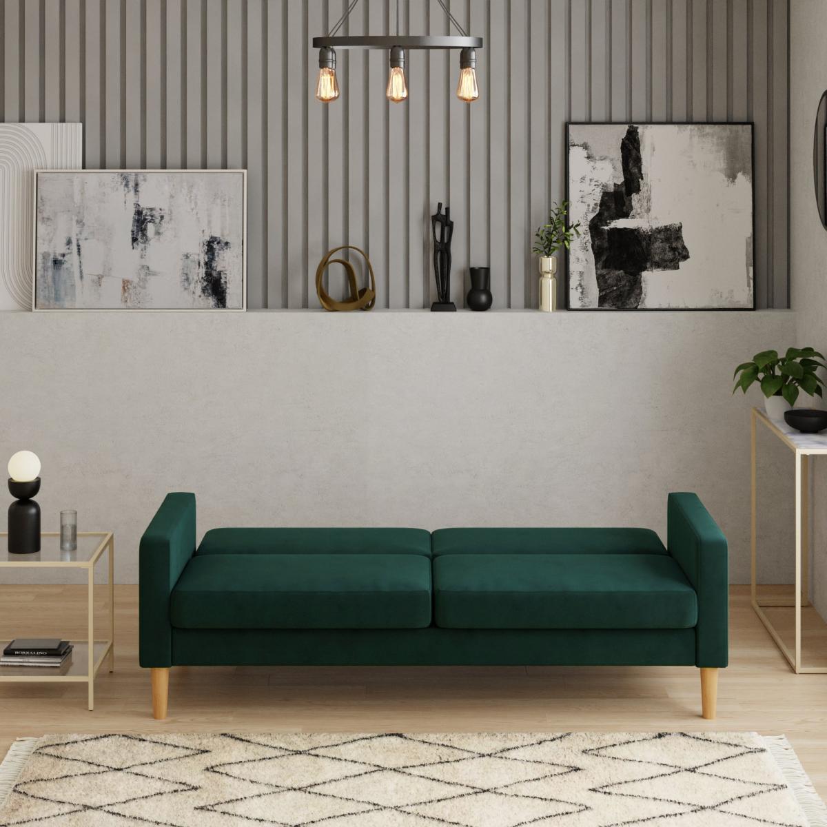 Jacob Velvet Sofabed Bottle Green Green – image 3