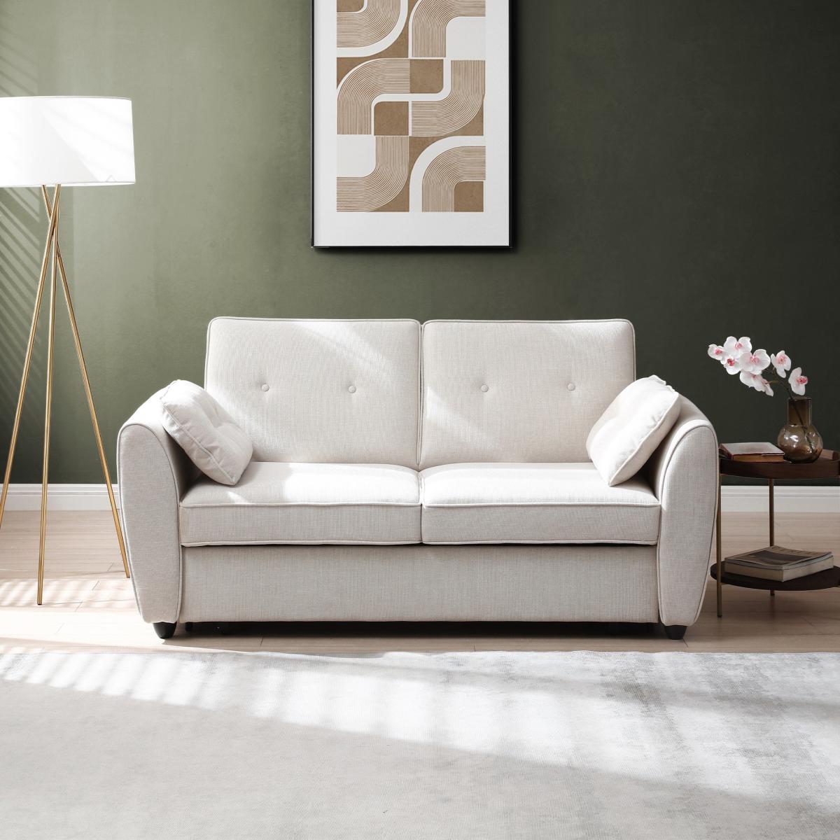 Mila 2 Seater Pop Up Sofa Bed, Textured Weave Natural – image 2