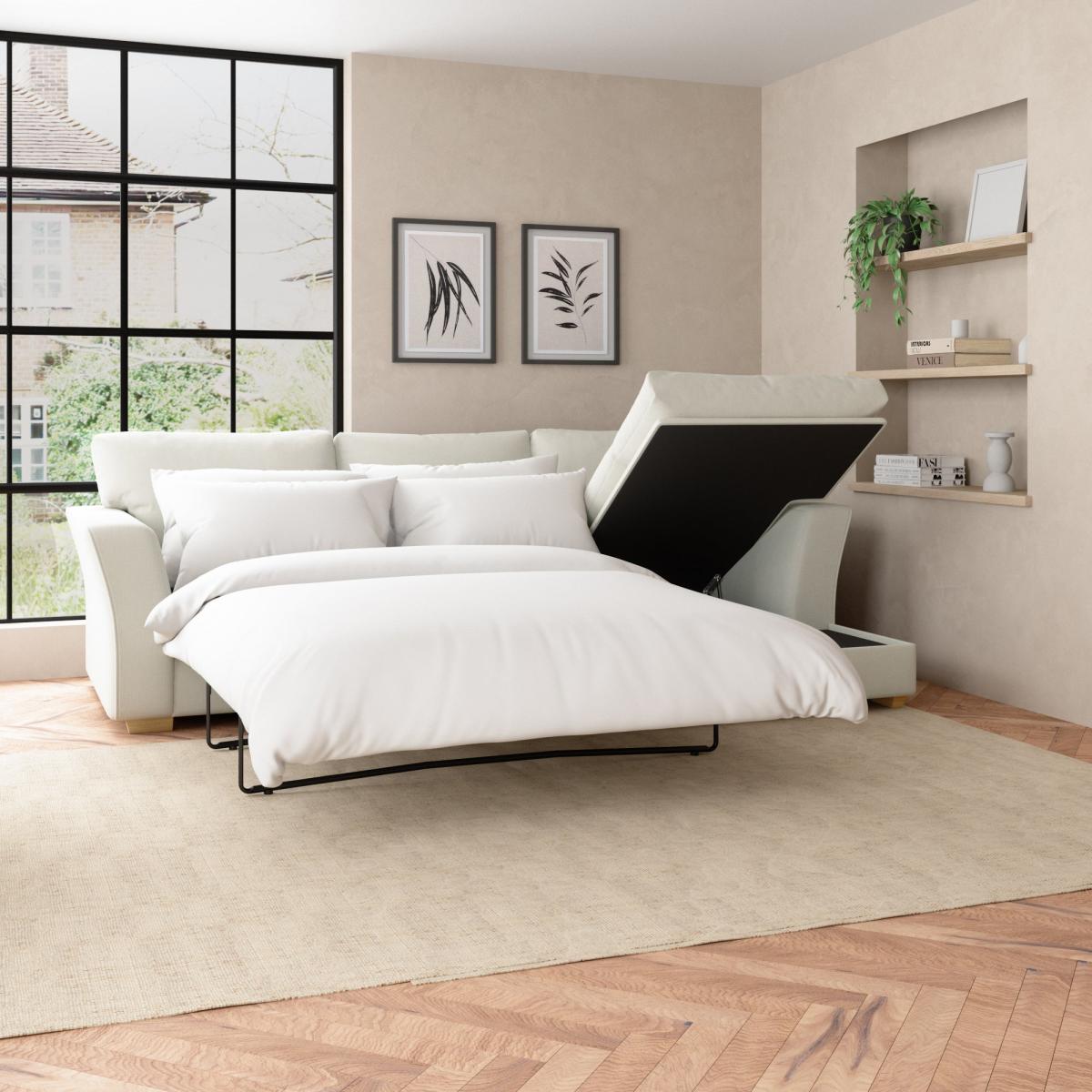 Blakeney Slub Cotton Corner Sofa Bed Slub Cotton Blend Sandstone – image 2