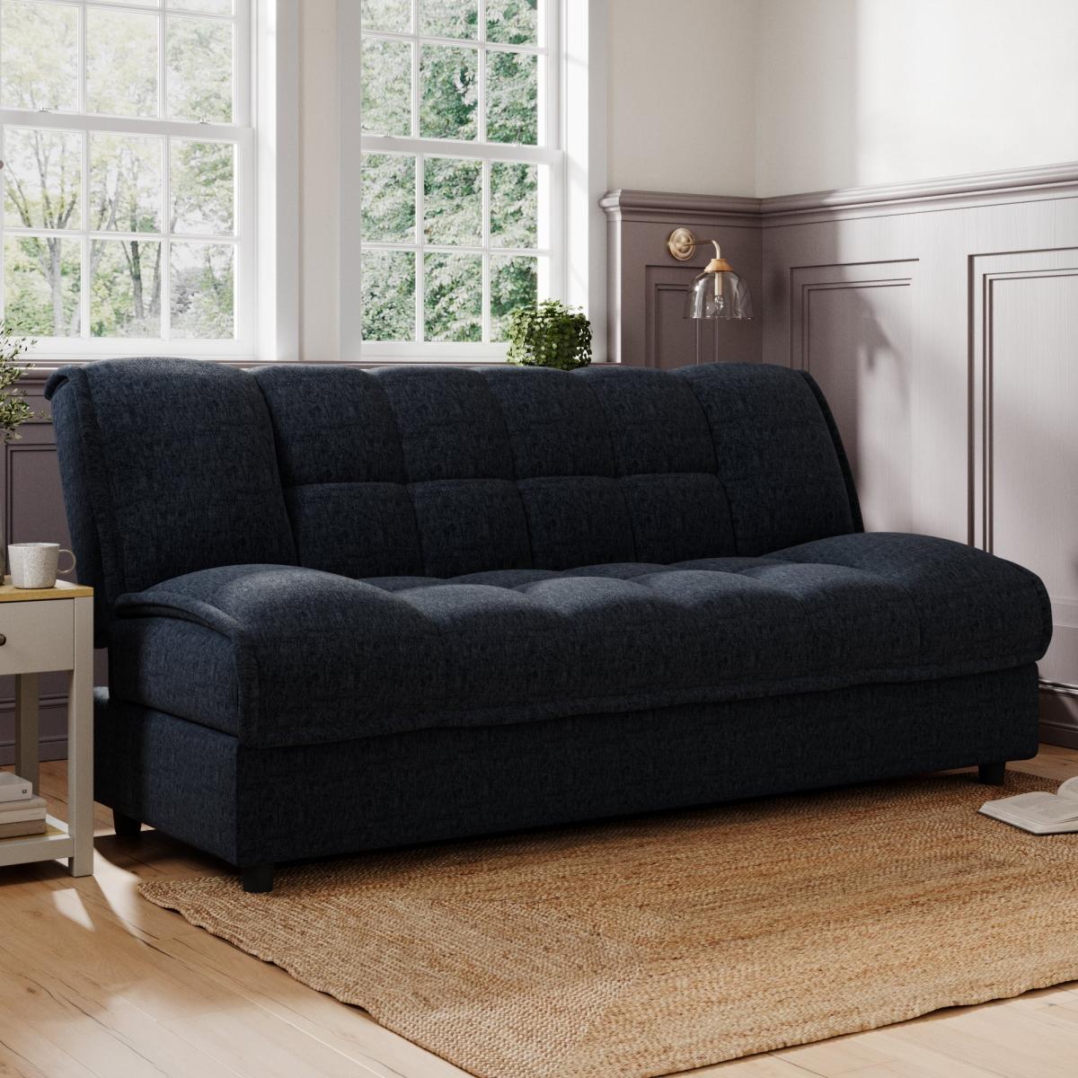 Return - Emery Squish Soft Chenille Clic Clac Storage Sofa Bed, Navy – image 2