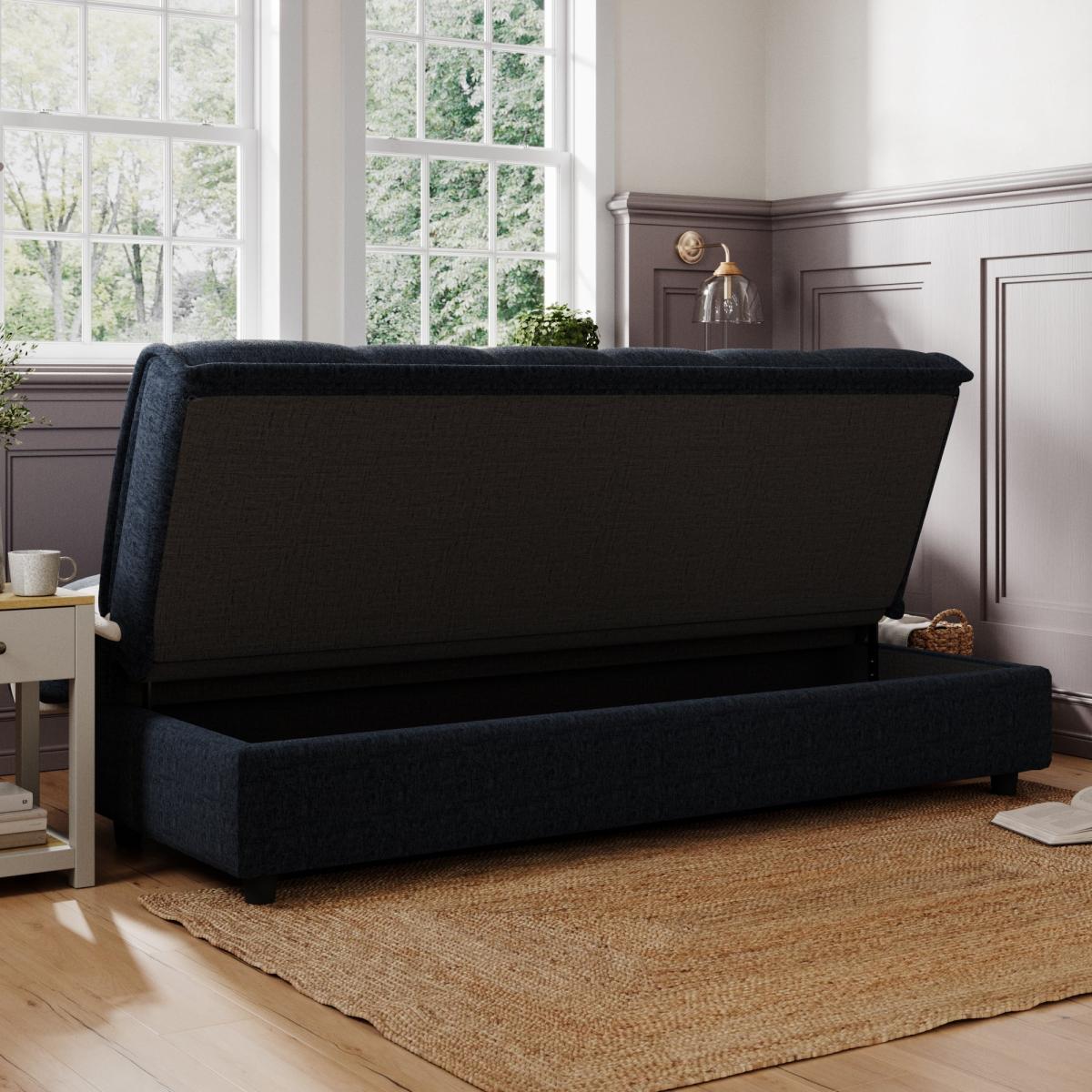 Return - Emery Squish Soft Chenille Clic Clac Storage Sofa Bed, Navy – image 4