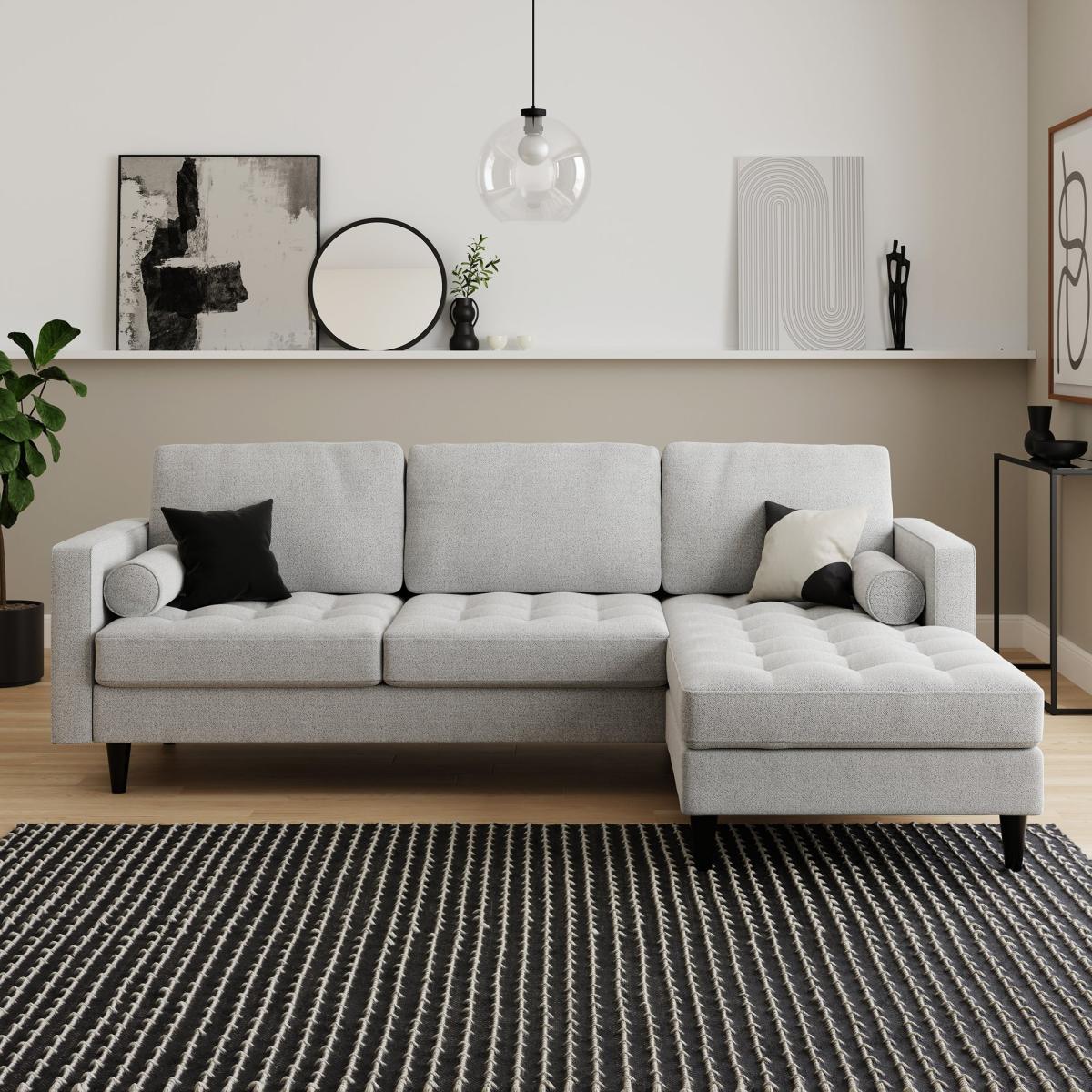 Zoe Boucle Storage Corner Sofa Bed Boucle Light Grey – image 2