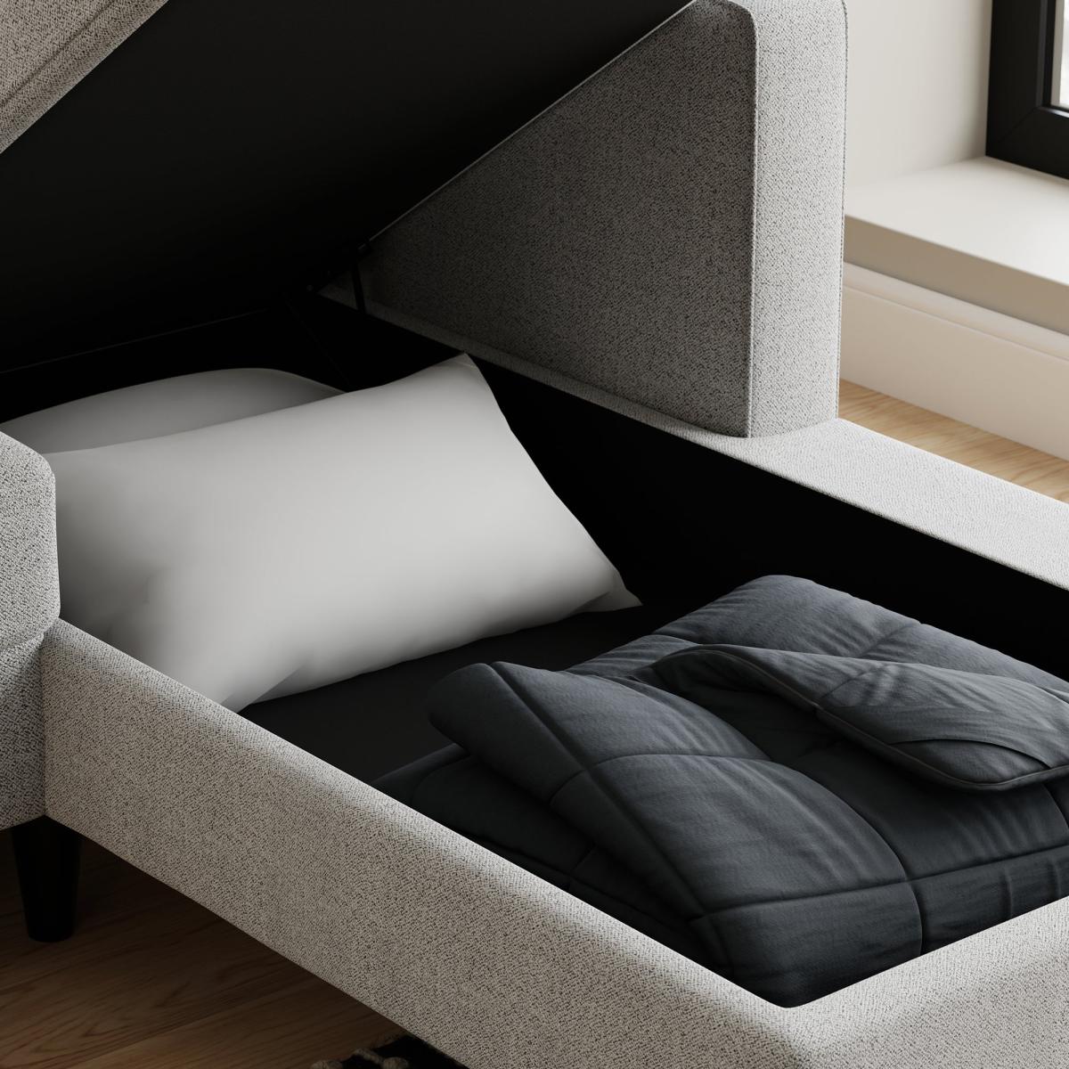 Zoe Boucle Storage Corner Sofa Bed Boucle Light Grey – image 6