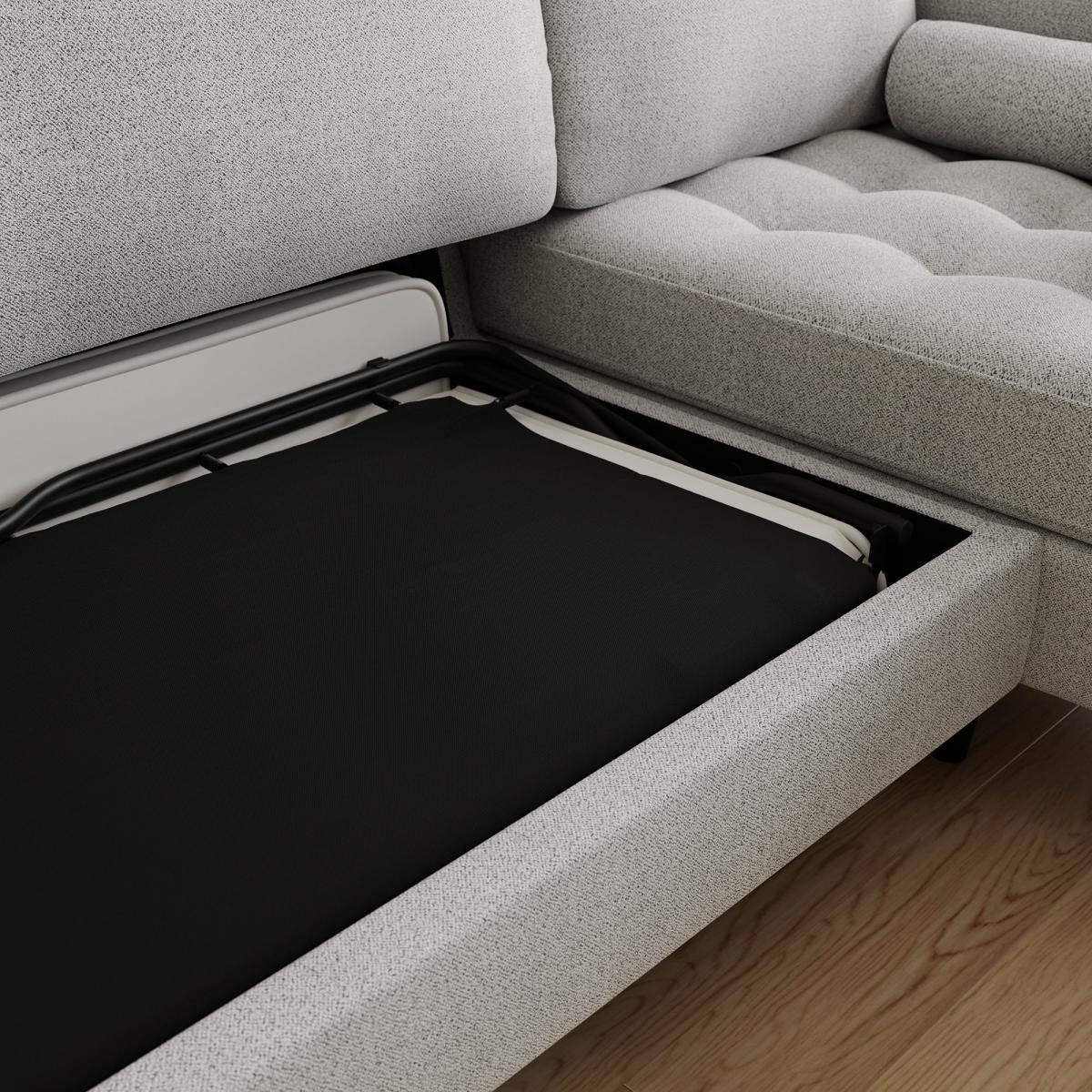 Zoe Boucle Storage Corner Sofa Bed Boucle Light Grey – image 7