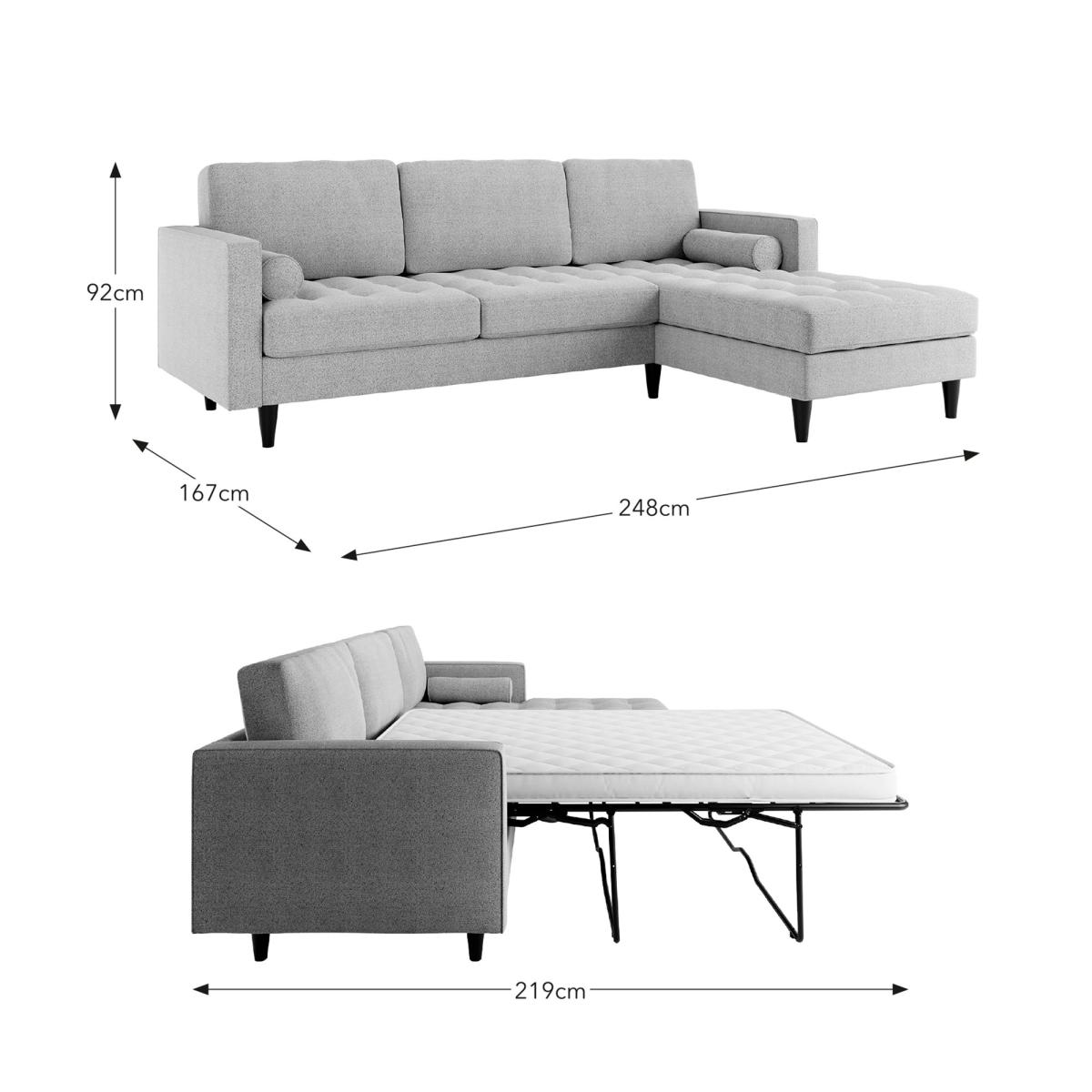 Zoe Boucle Storage Corner Sofa Bed Boucle Light Grey – image 10