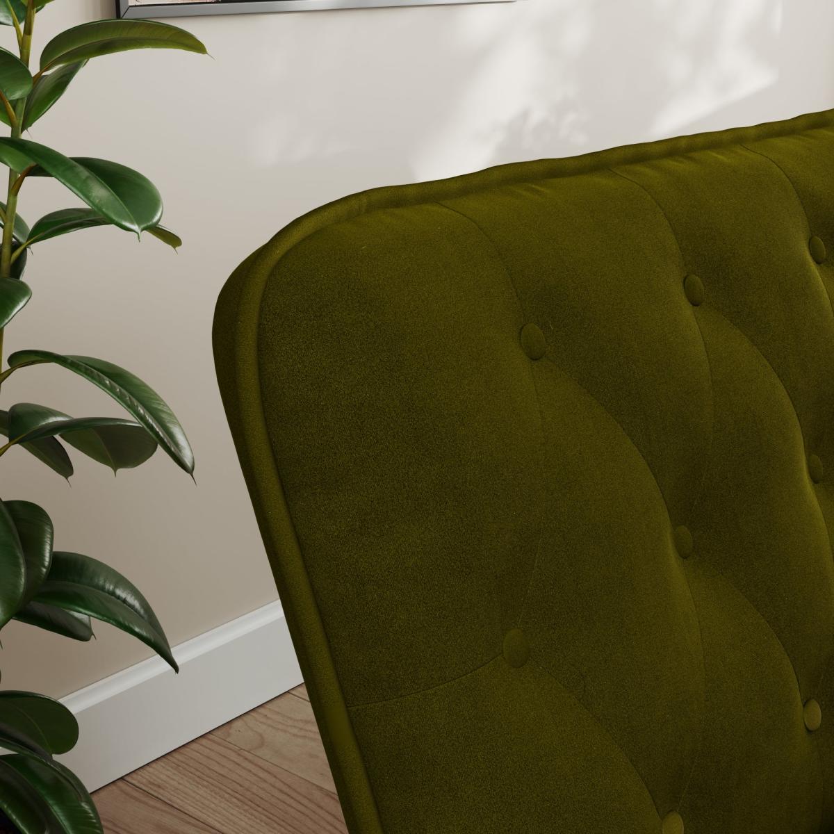 Rosie Buttoned Velvet Sofa Bed Olive – image 4