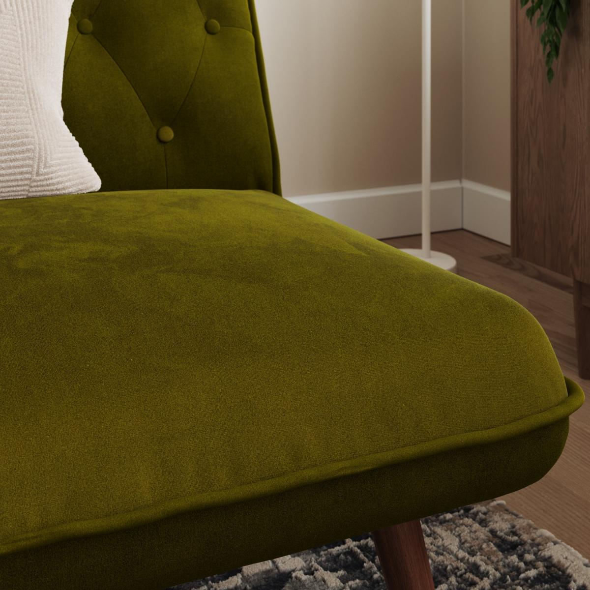 Rosie Buttoned Velvet Sofa Bed Olive – image 5
