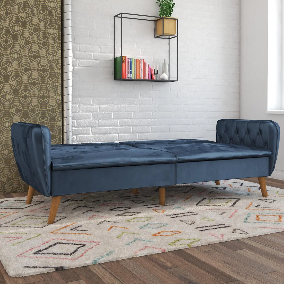 Tallulah Velvet Memory Foam Futon Blue – image 2