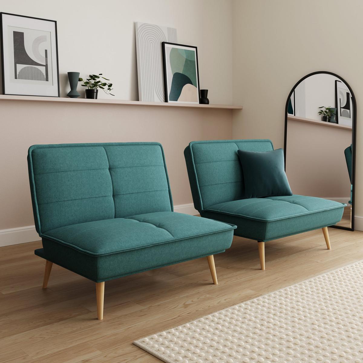 Frankie Split Flatweave Sofa Bed Teal (Green) – image 2