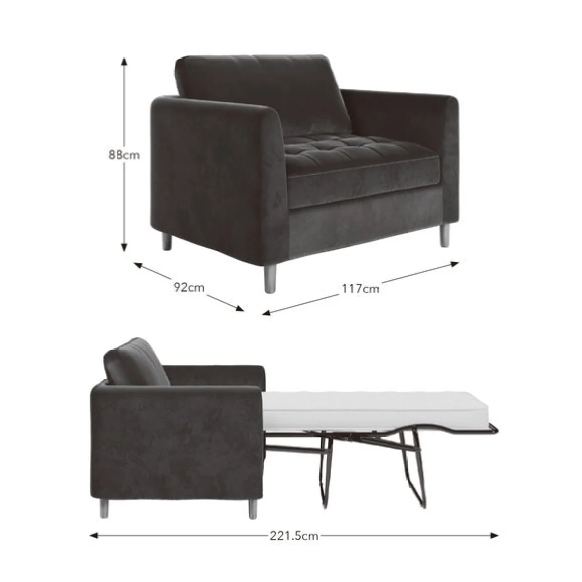 Max Velvet Single Snuggle Sofa Bed – image 10