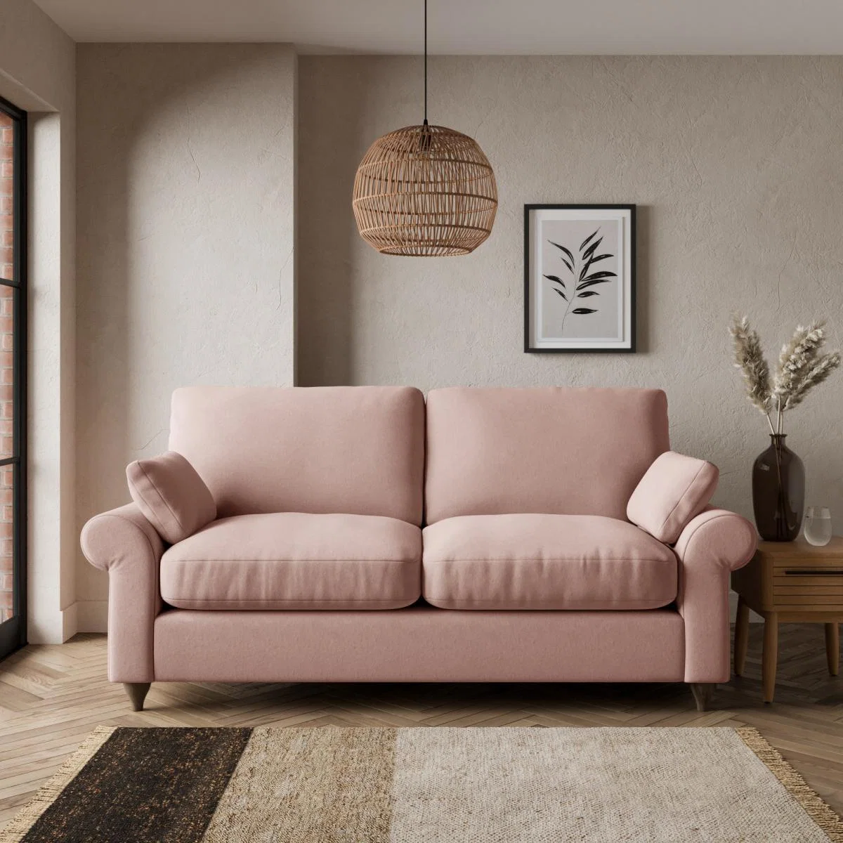 Salisbury Luxury Velvet 2 Seater Sofa Bed Luxury Velvet Peach Blush – image 1