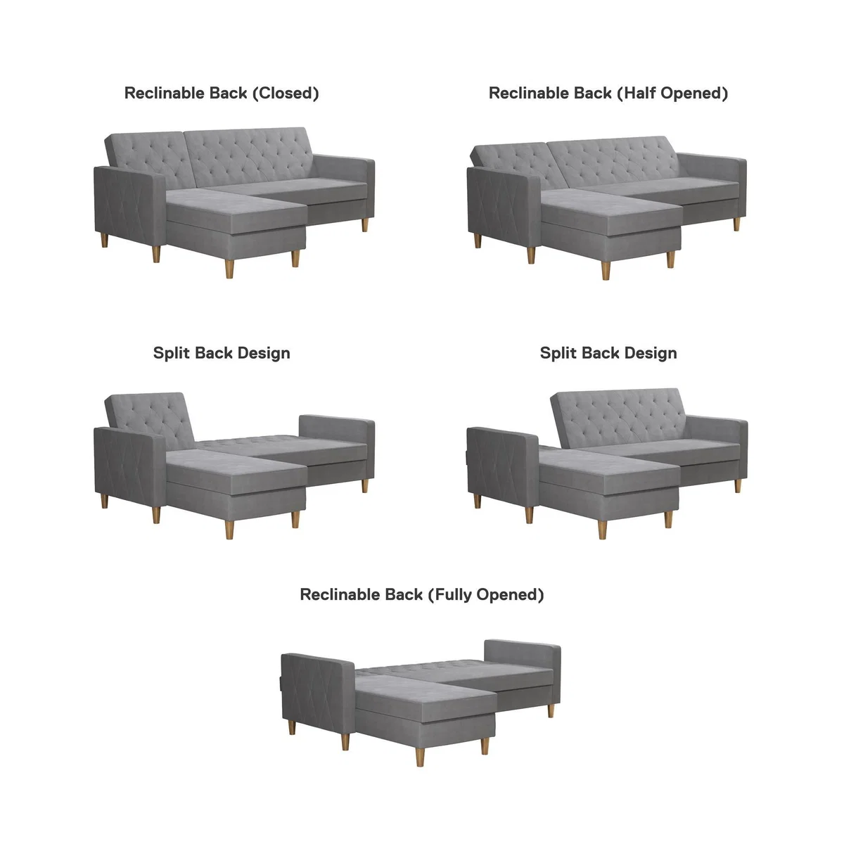 Cosmo Liberty Chenille Futon Grey – image 5