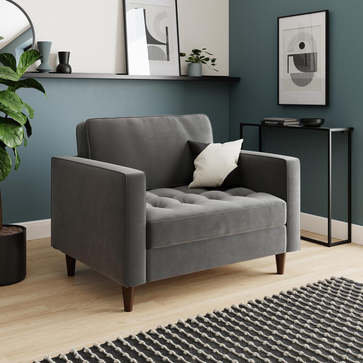 Zoe Velvet Snuggle Single Sofa Bed Steeple Grey – image 2