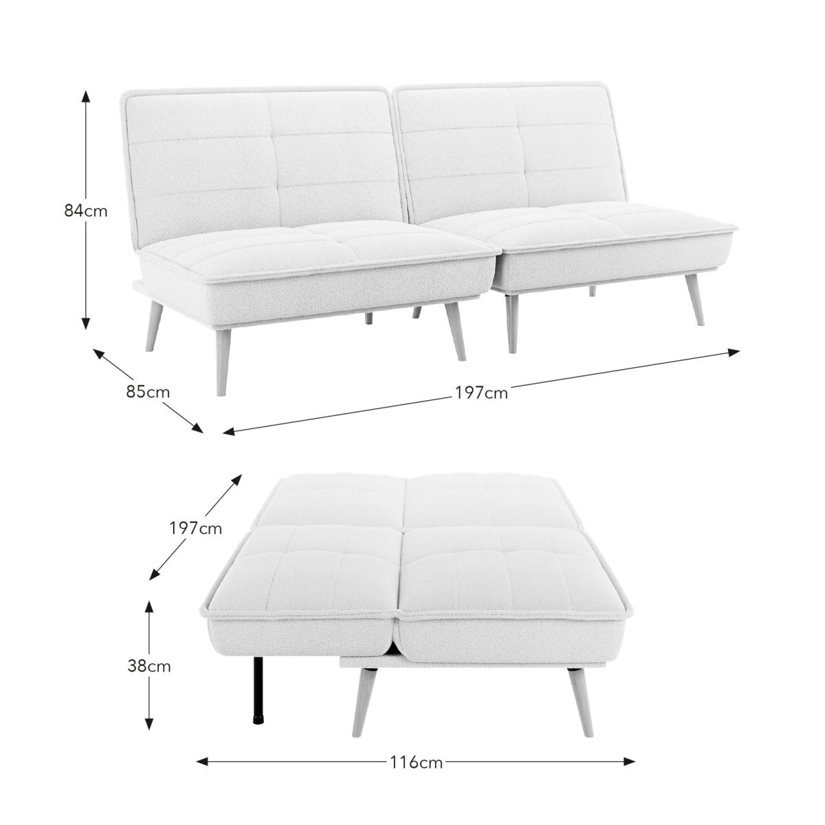 Frankie Split Sherpa Sofa Bed Ivory – image 7