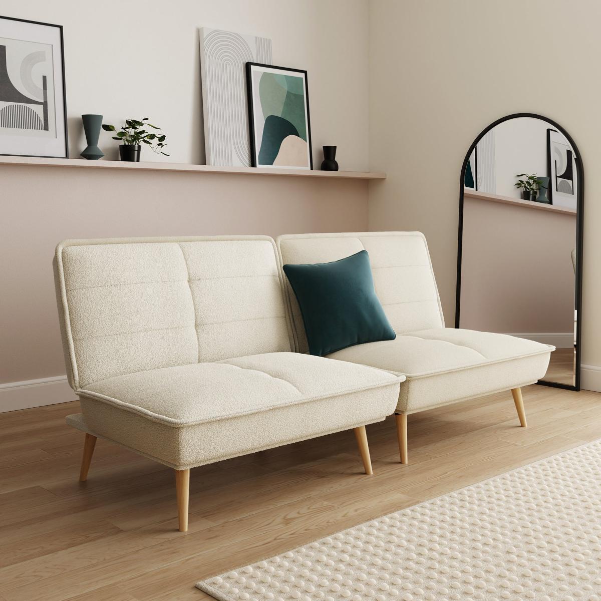 Frankie Split Sherpa Sofa Bed Ivory – image 1