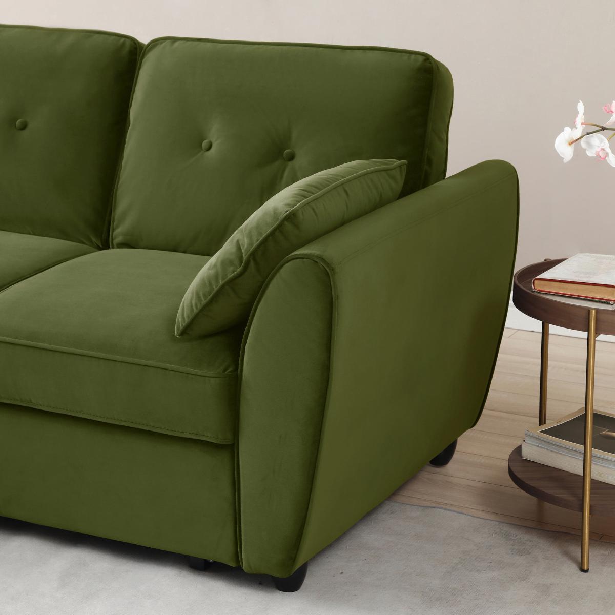 Mila Corner Sofabed, Velvet Olive – image 4