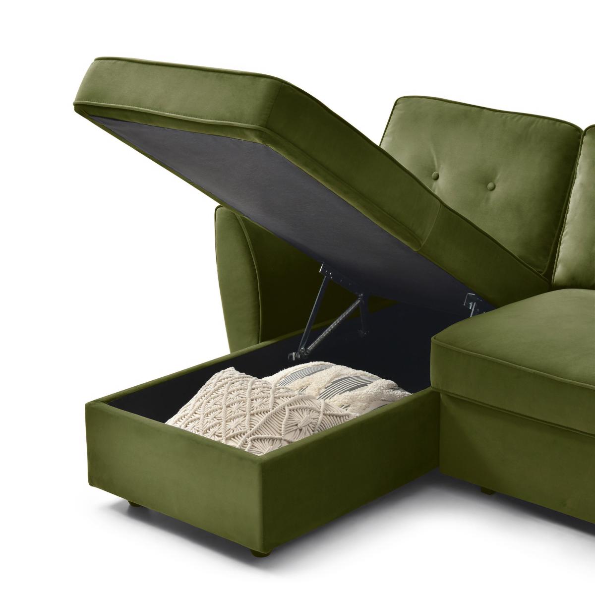 Mila Corner Sofabed, Velvet Olive – image 9