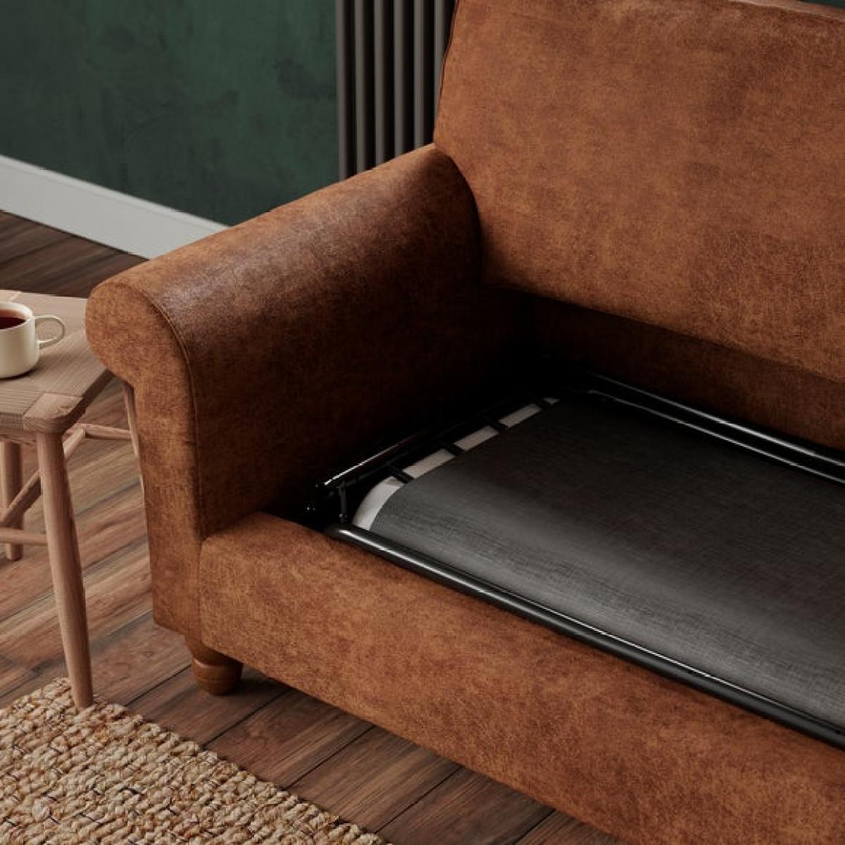 Bettie Relaxed Faux Leather 3 Seater Double Sofa Bed – image 5