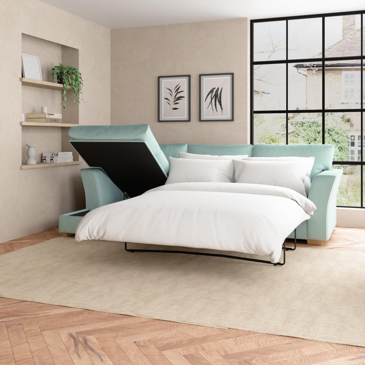 Blakeney Luxury Velvet Corner Sofa Bed Luxury Velvet Lilypad – image 2