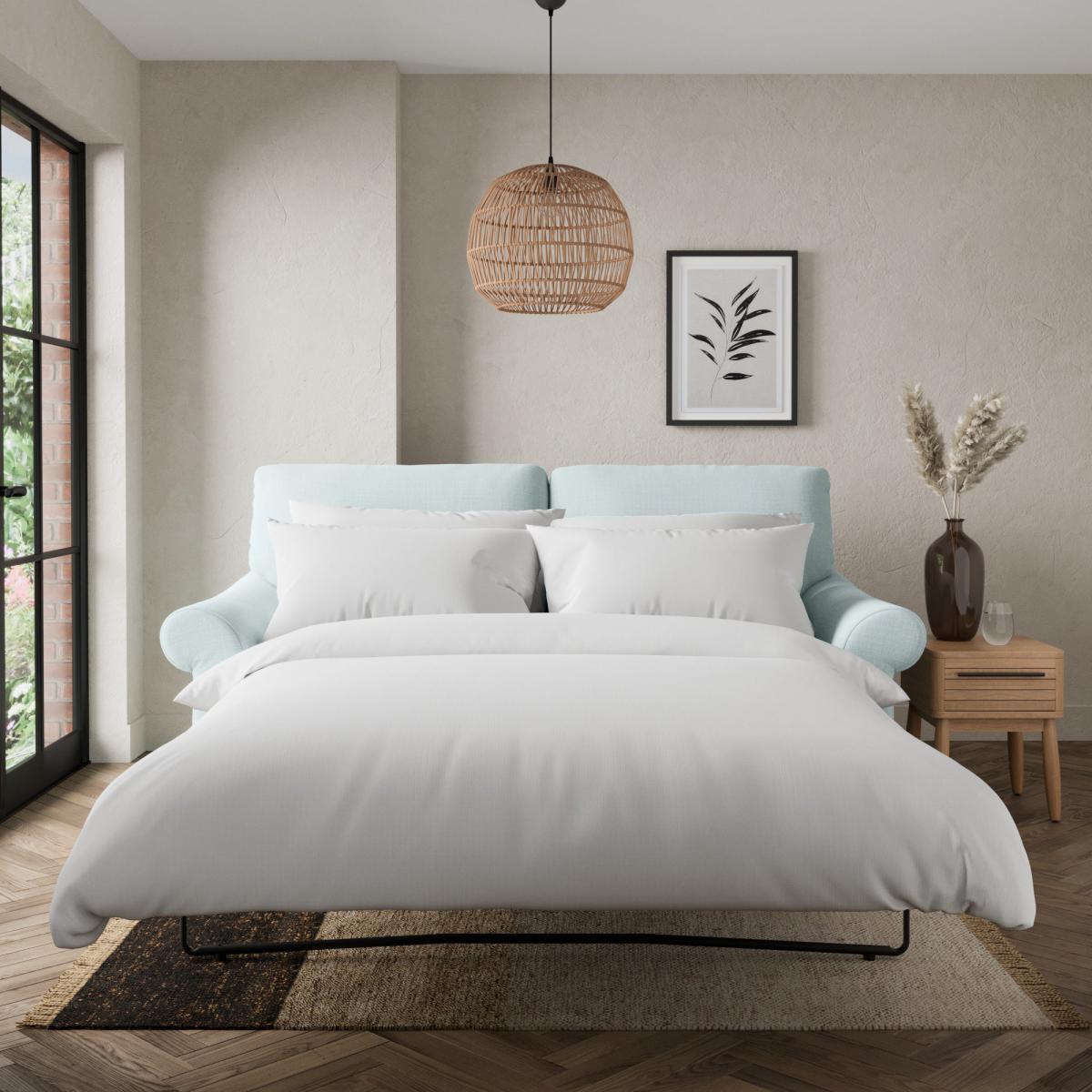 Salisbury Slub Cotton Blend 2 Seater Sofa Bed Slub Cotton Light Mineral – image 2