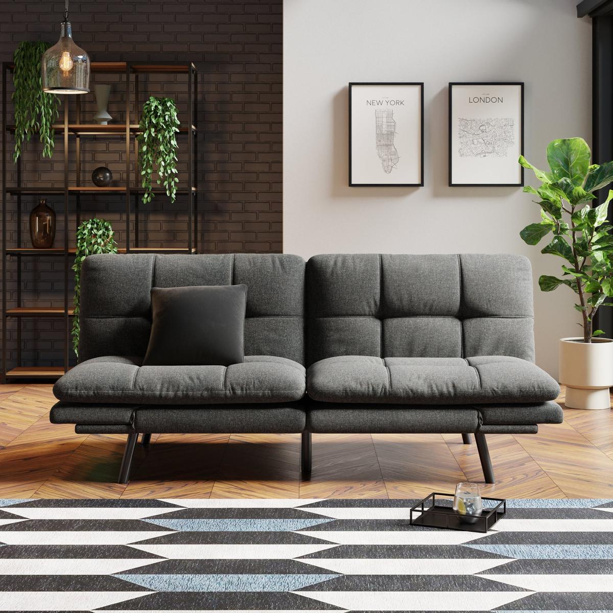 Harrison Quilted Textured Weave Clic Clac Sofa Bed Charcoal – image 2