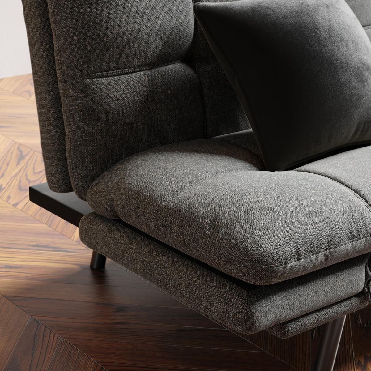 Harrison Quilted Textured Weave Clic Clac Sofa Bed Charcoal – image 4