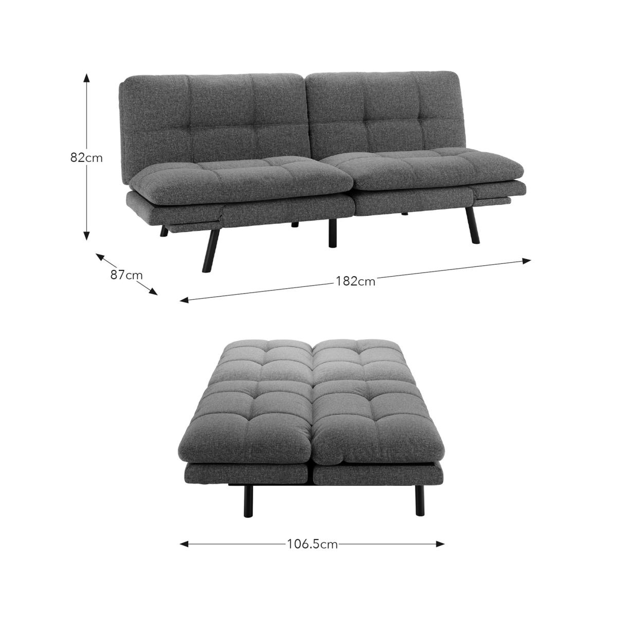 Harrison Quilted Textured Weave Clic Clac Sofa Bed Charcoal – image 9