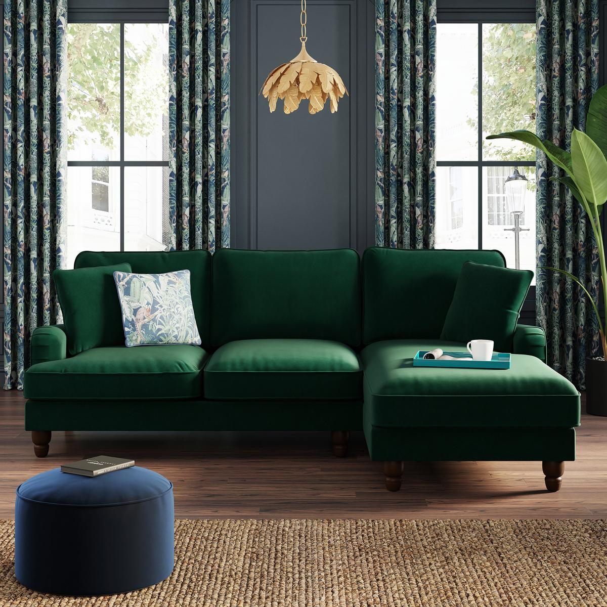 Beatrice Matte Velvet Corner Storage Sofa Bed Matte Velvet Bottle Green – image 2