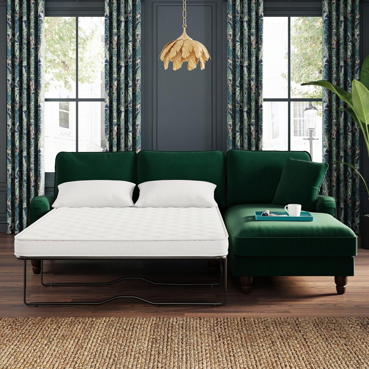 Beatrice Matte Velvet Corner Storage Sofa Bed Matte Velvet Bottle Green – image 4