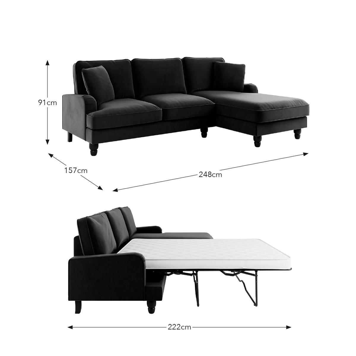Beatrice Matte Velvet Corner Storage Sofa Bed Matte Velvet Bottle Green – image 10