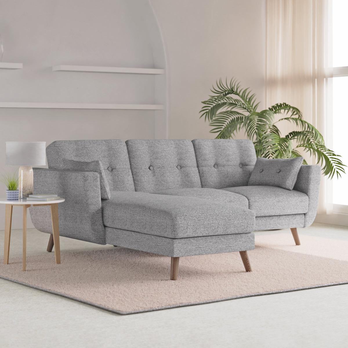 Bobby Linen Corner Sofa Bed Grey – image 2