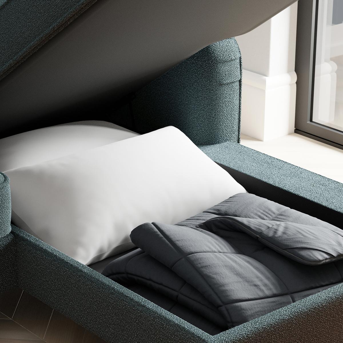 Beatrice Chunky Chenille Corner Storage Sofa Bed Pacific Blue – image 6