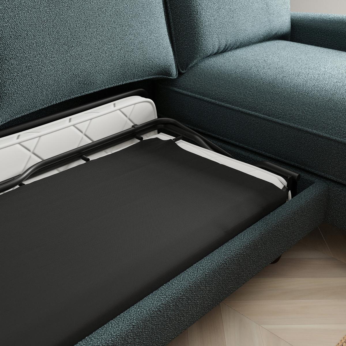 Beatrice Chunky Chenille Corner Storage Sofa Bed Pacific Blue – image 7