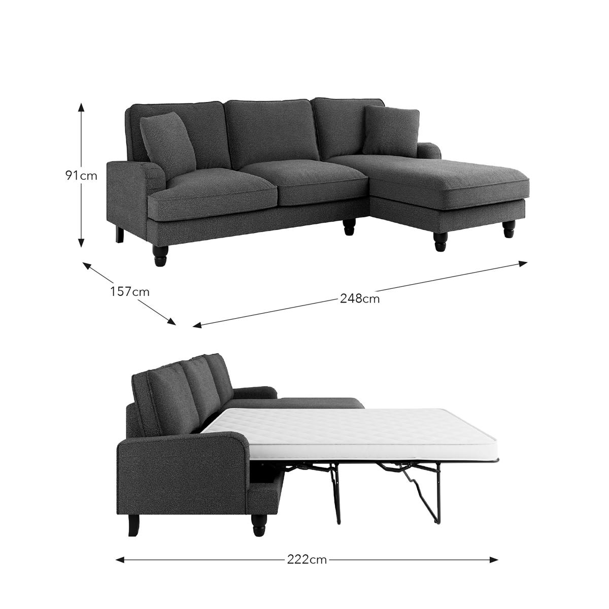 Beatrice Chunky Chenille Corner Storage Sofa Bed Pacific Blue – image 10