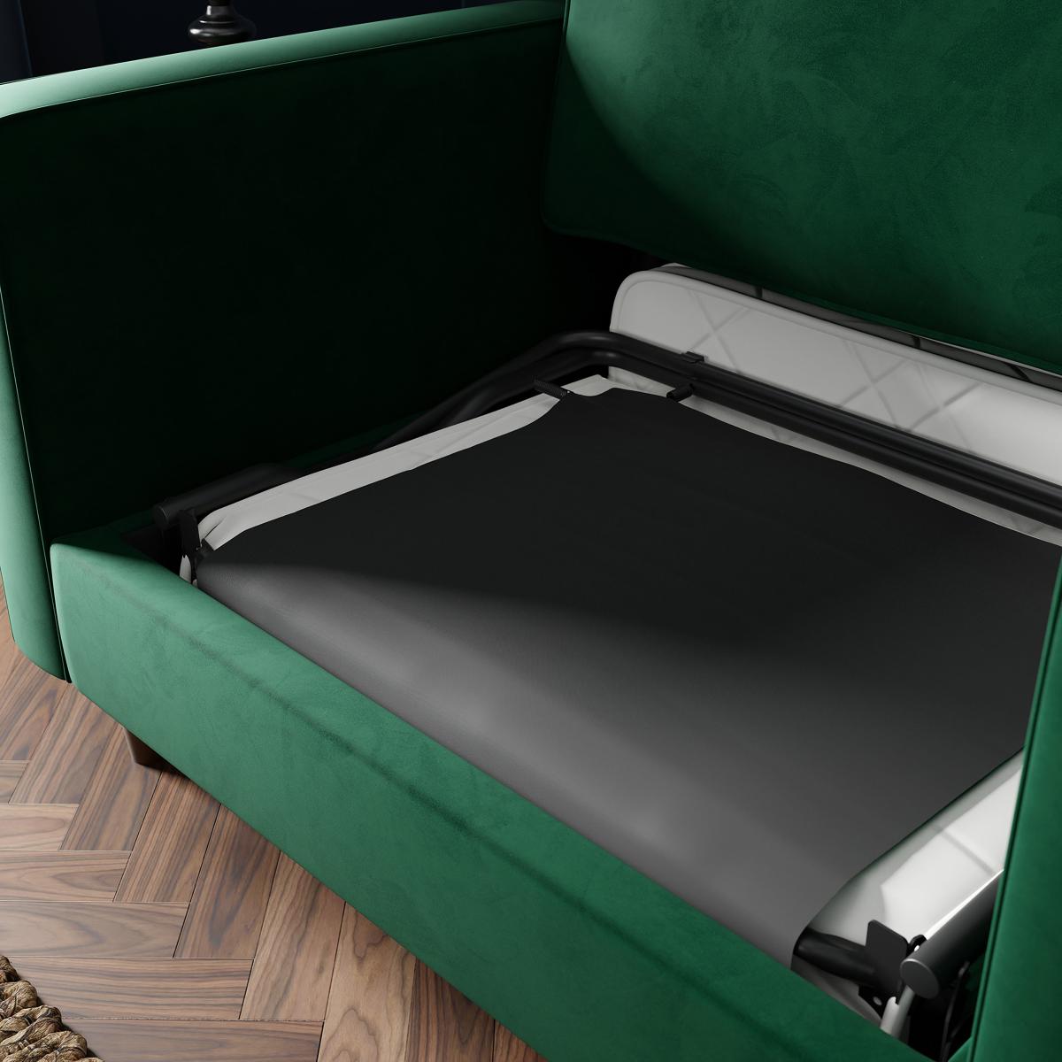 Zoe Velvet Snuggle Single Sofa Bed Bottle Green – image 3