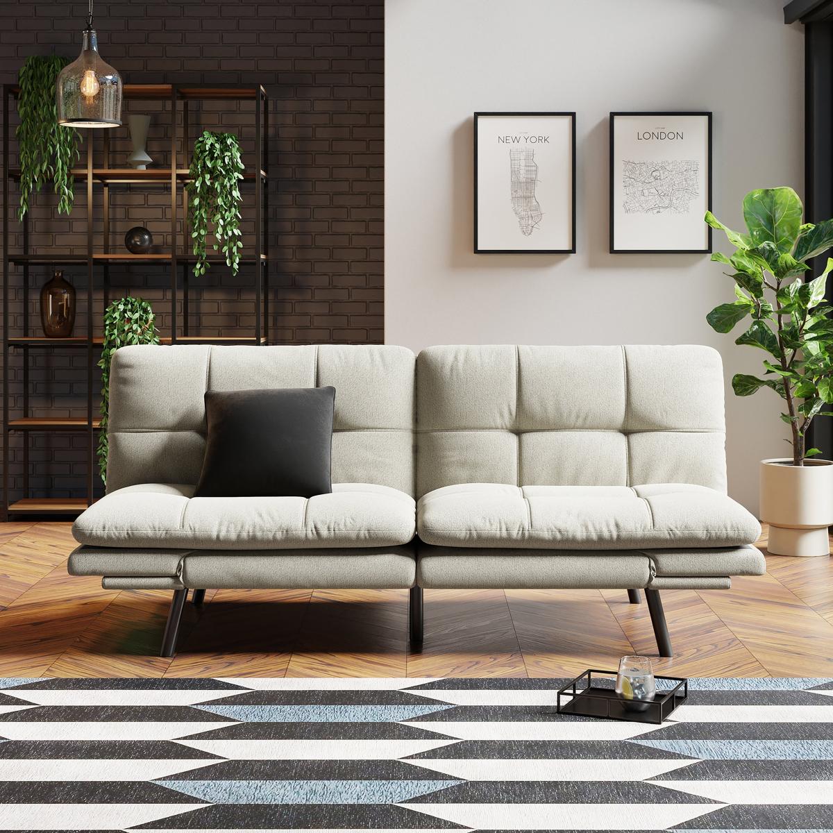 Harrison Quilted Chenille Clic Clac Sofa Bed Natural – image 2