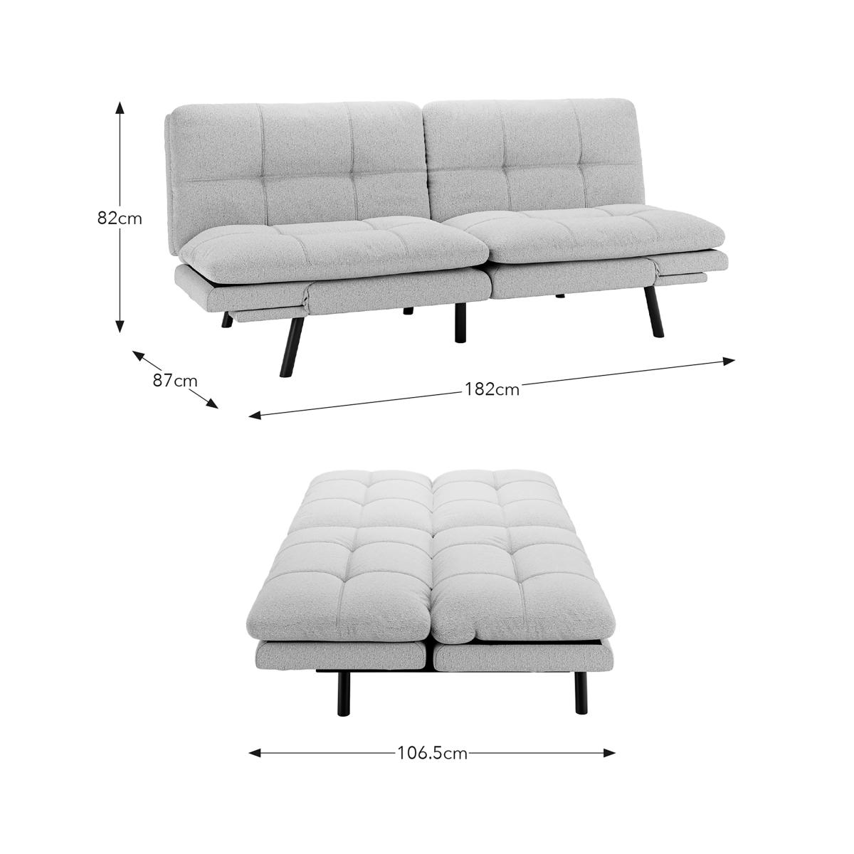 Harrison Quilted Chenille Clic Clac Sofa Bed Natural – image 10