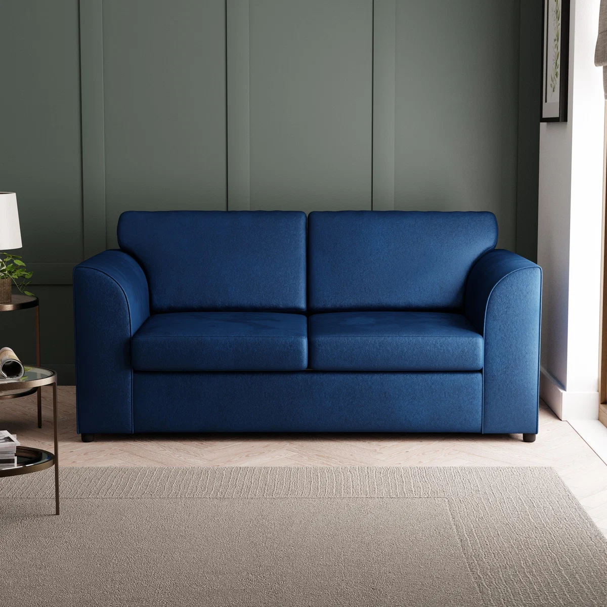 Blake Soft Velvet Sofa Bed Royal Blue – image 2