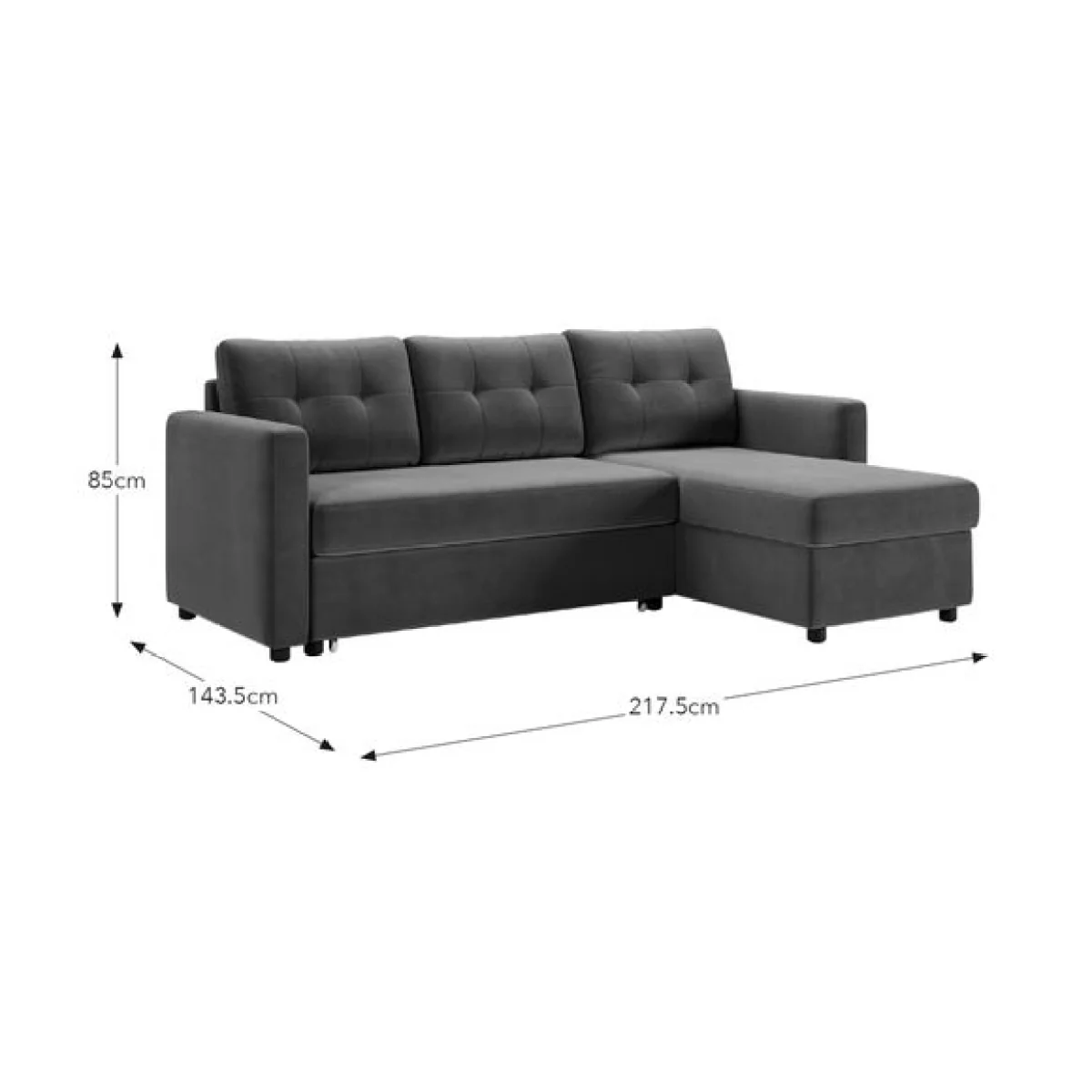 Barker Velvet Trundle Corner Chaise Sofa Bed – image 9
