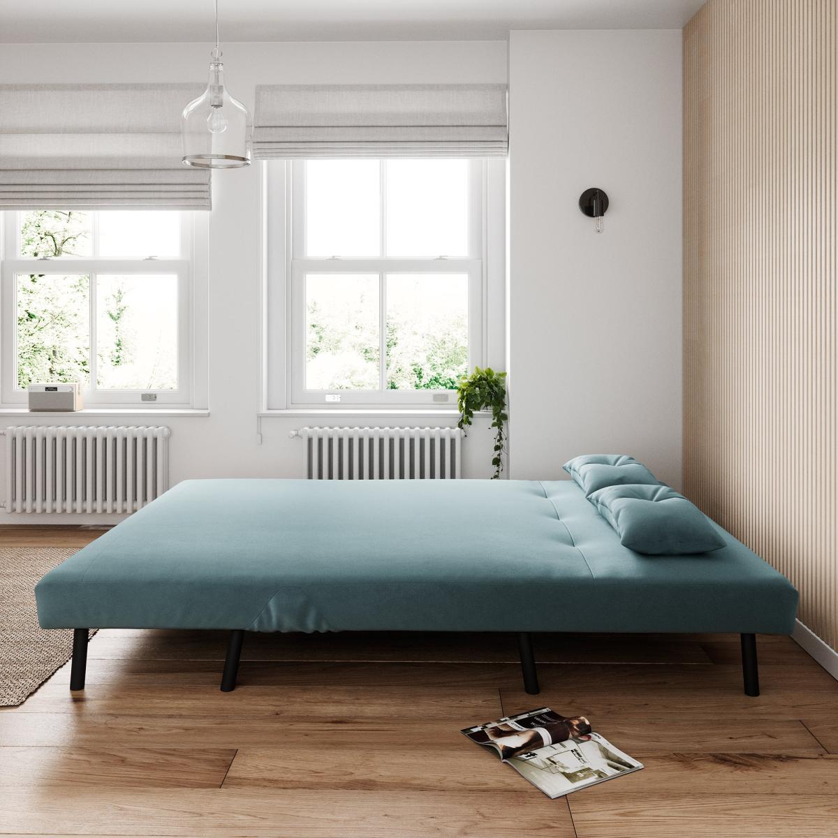 Phoebe Velvet Double Sofa Bed Pacific Blue – image 3