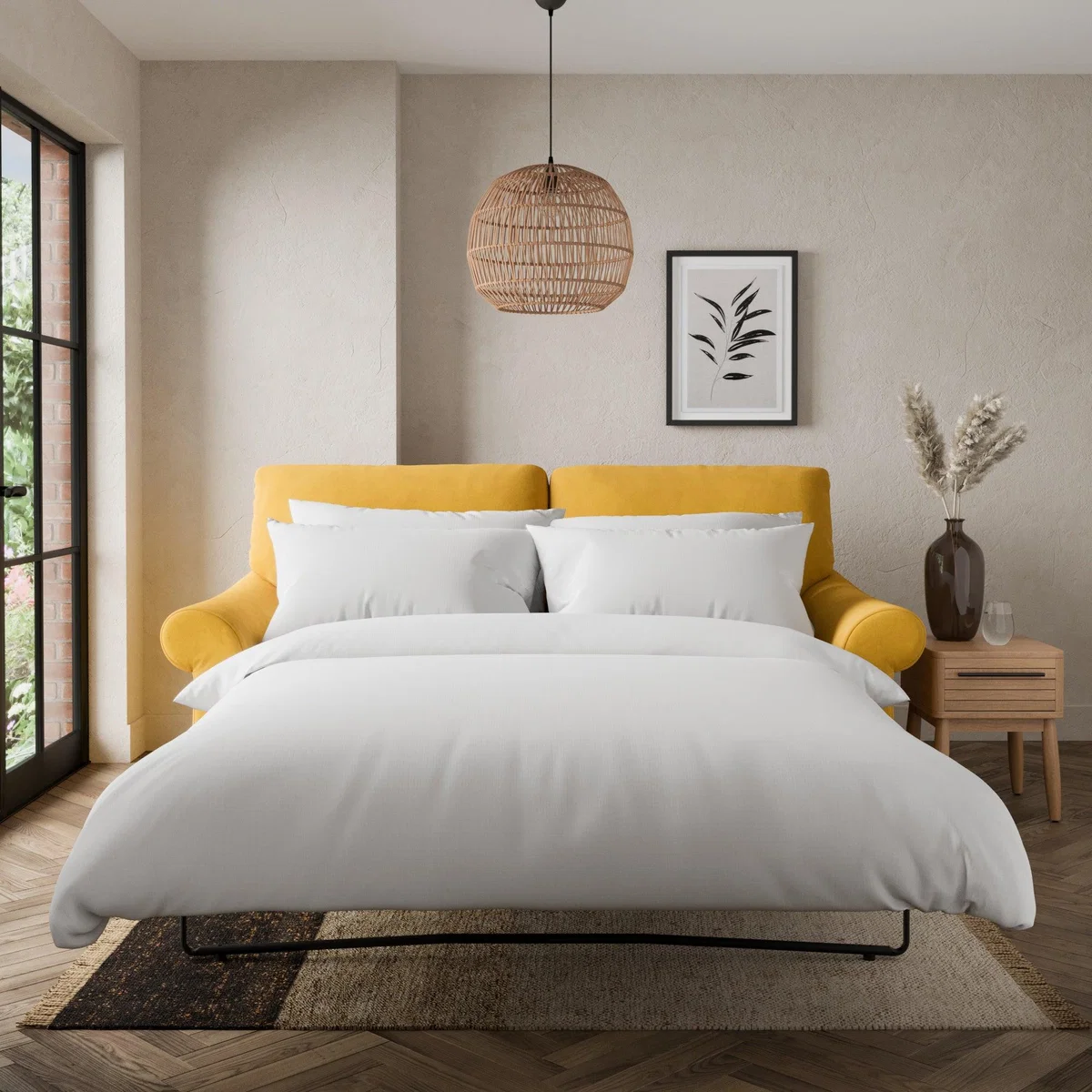 Salisbury Luxury Velvet 2 Seater Sofa Bed Luxury Velvet Old Gold – image 2