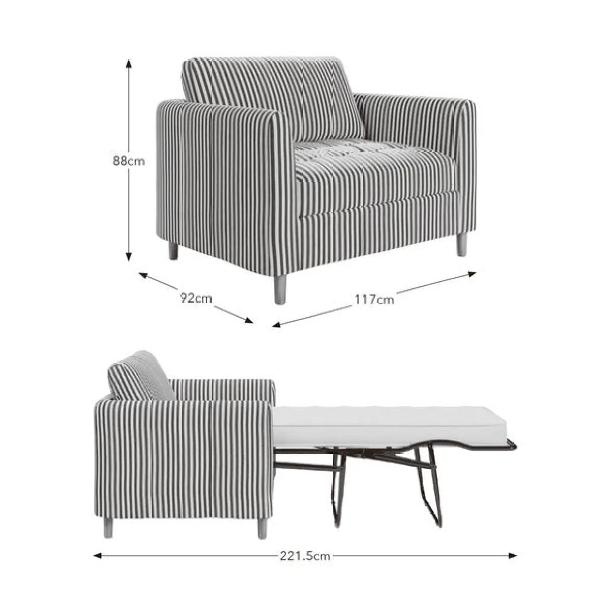 Max Linford Stripe Single Snuggle Sofa Bed – image 10